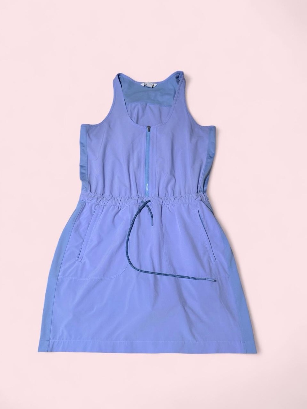 Athleta Lavender Sleeveless Zip-Front Drawstring Mini Dress
